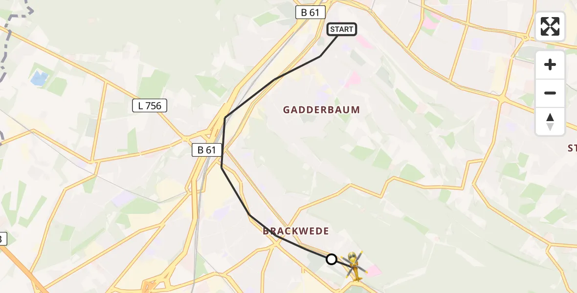 Flugroute Rettungshubschrauber Bielefeld - Luftrettungszentrum Bielefeld, 08 Mai 2026, 18:57
