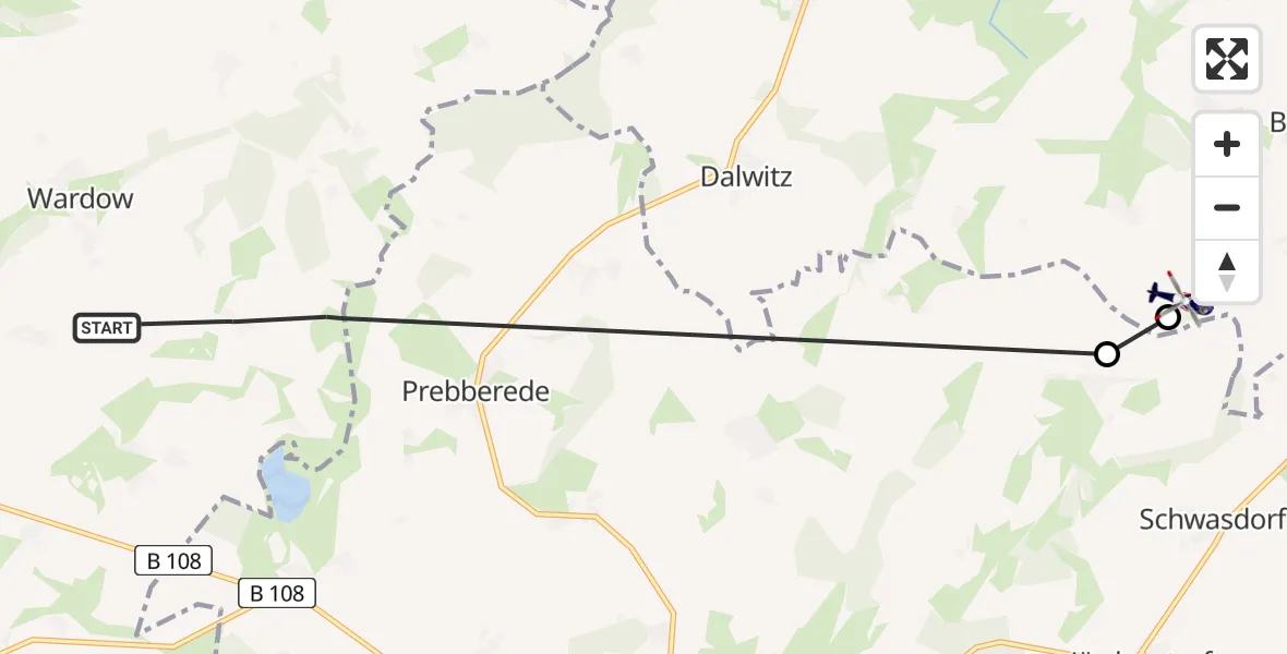 Flugroute Polizeihubschrauber Wardow - Walkendorf, 08 Mai 2026, 19:20