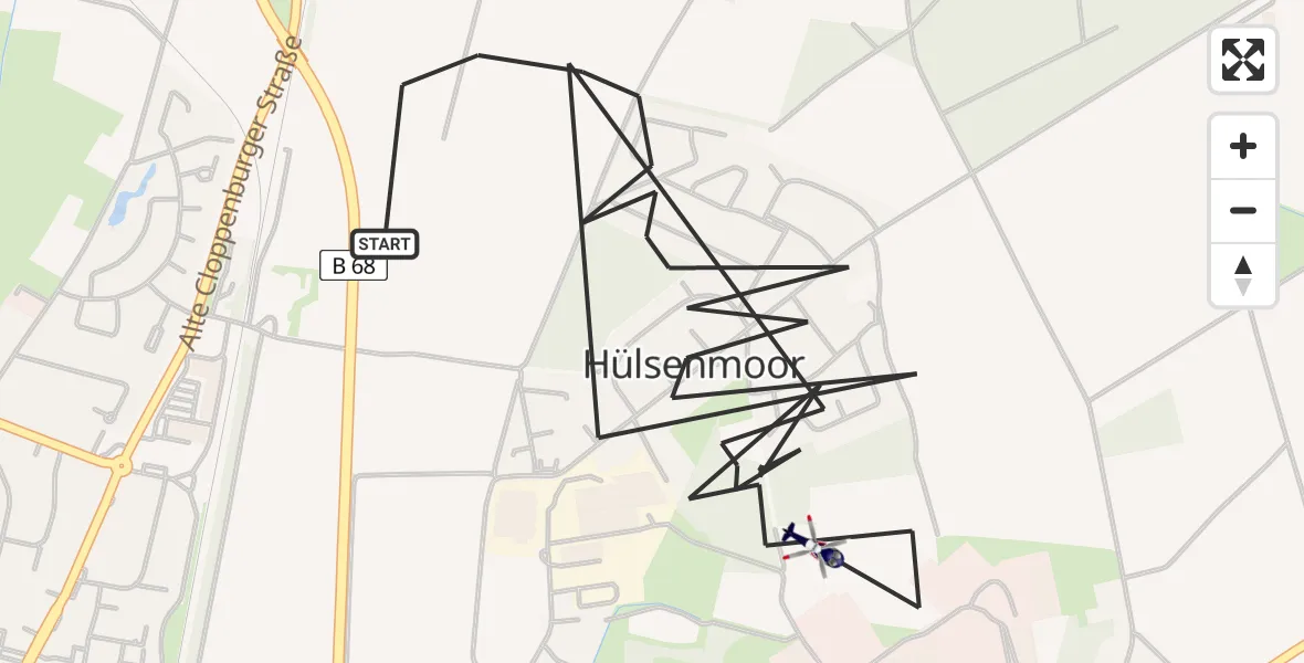 Flugroute Polizeihubschrauber Essen (Oldenburg) - Essen (Oldenburg), 08 Mai 2026, 20:55