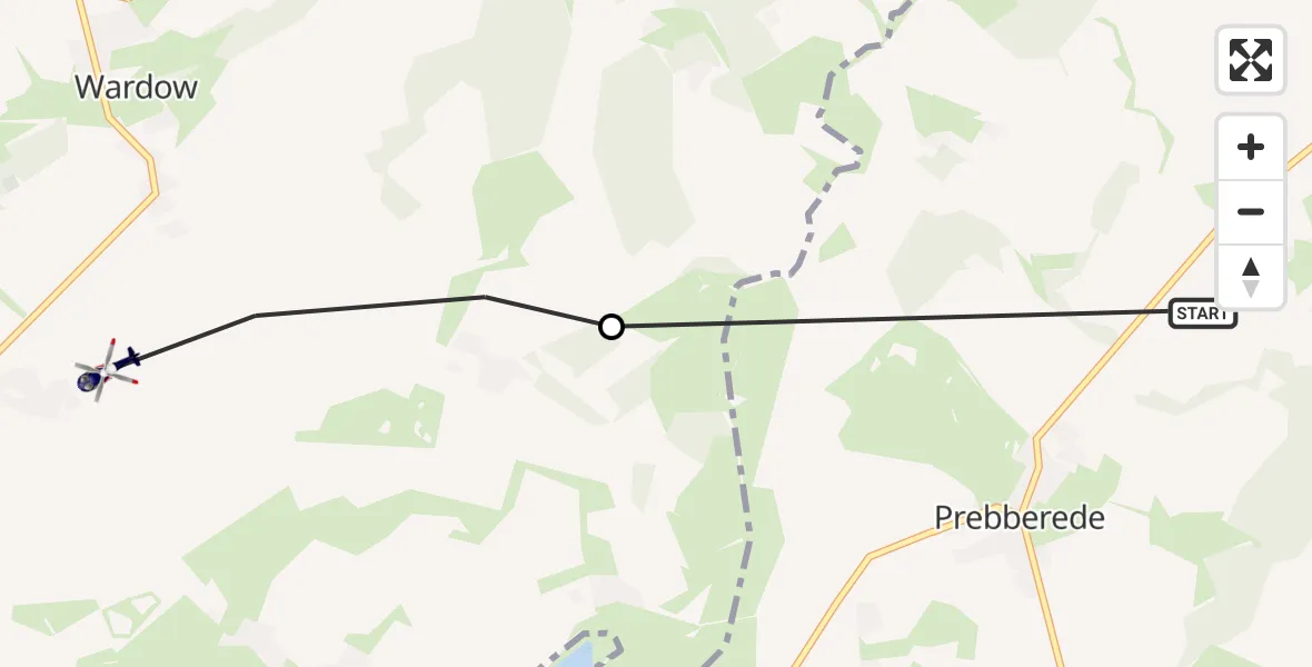 Flugroute Polizeihubschrauber Prebberede - Wardow, 08 Mai 2026, 20:55