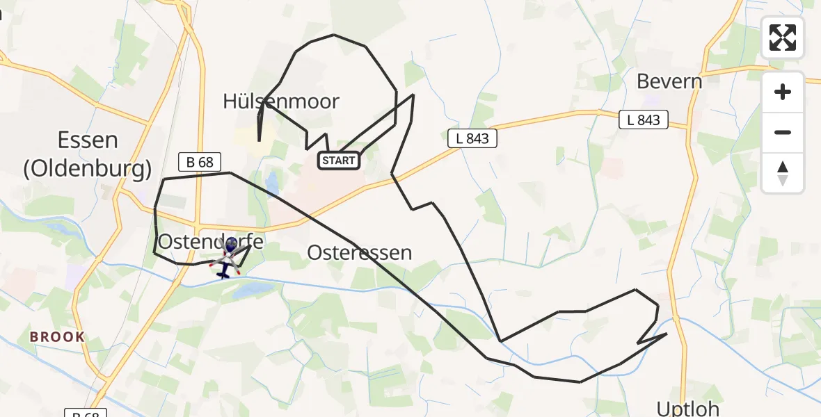 Flugroute Polizeihubschrauber Essen (Oldenburg) - Essen (Oldenburg), 08 Mai 2026, 21:03