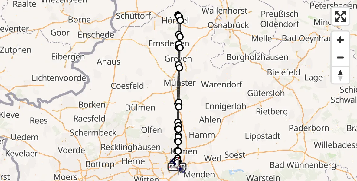 Flugroute Polizeihubschrauber Dortmund Flughafen - Dortmund Flughafen, 09 Mai 2026, 02:39