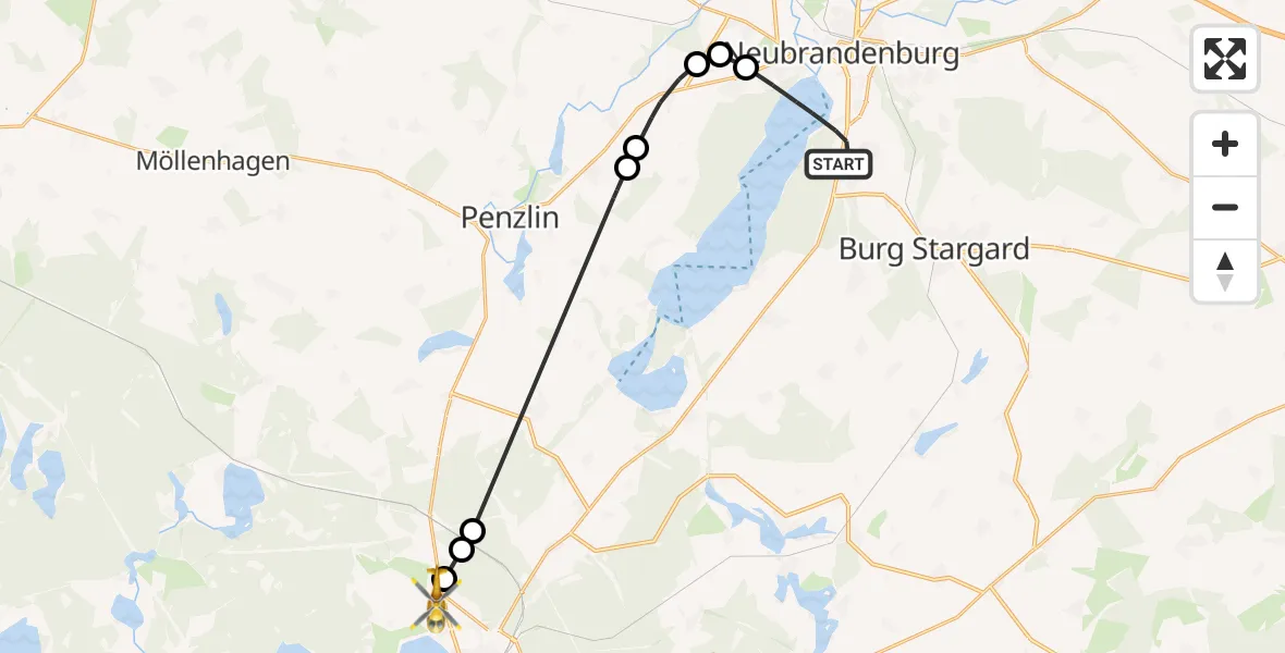 Flugroute Rettungshubschrauber Neubrandenburg - Neustrelitz, 09 Mai 2026, 05:56