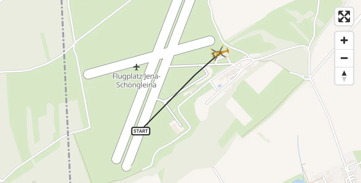 Flugroute Rettungshubschrauber Jena-Schöngleina Flugplatz - Jena-Schöngleina Flugplatz, 09 Mai 2026, 07:37
