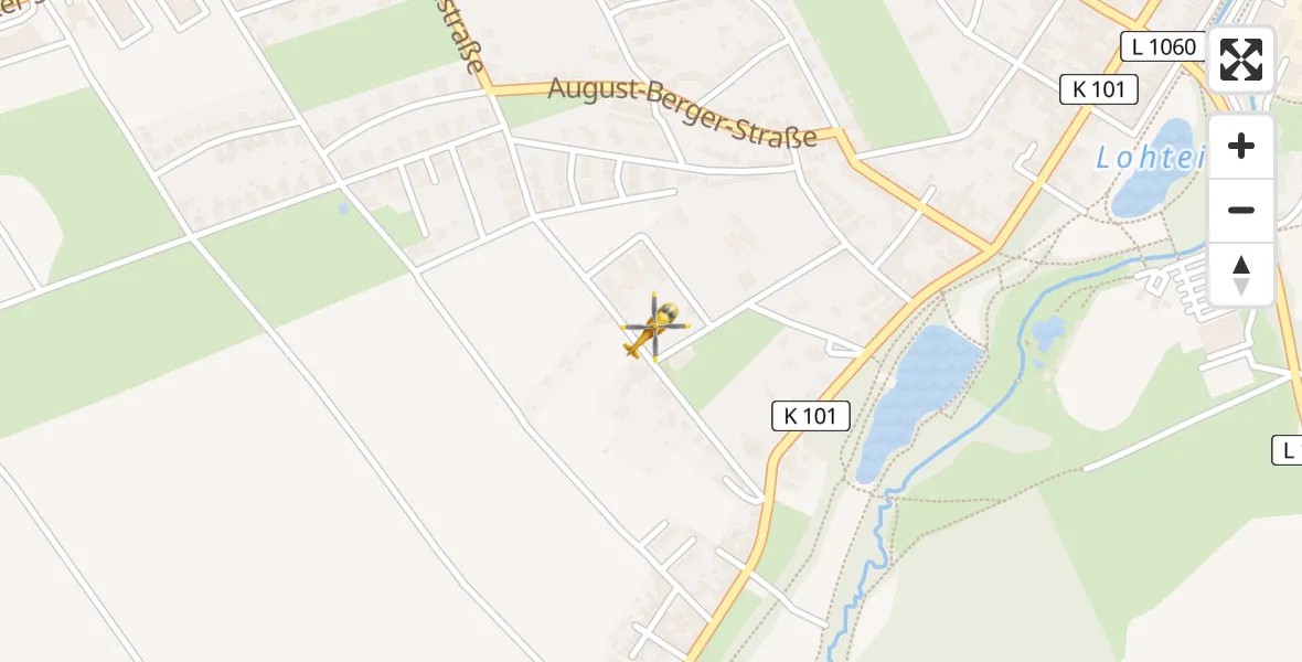 Flugroute Rettungshubschrauber Apolda - Apolda, 09 Mai 2026, 09:51