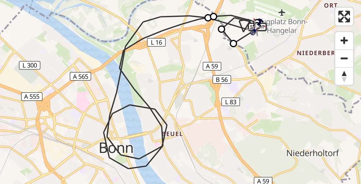 Flugroute Polizeihubschrauber Sankt Augustin - Sankt Augustin, 09 Mai 2026, 11:28