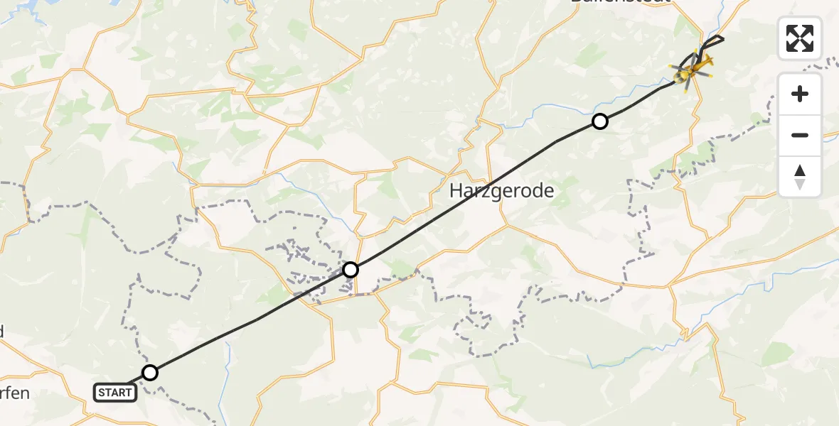 Flugroute Rettungshubschrauber Harztor - Falkenstein/Harz, 09 Mai 2026, 12:10