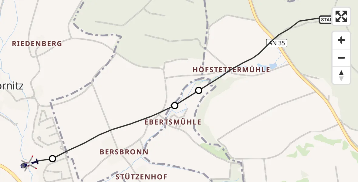Flugroute Polizeihubschrauber Dombühl - Wörnitz, 09 Mai 2026, 13:06