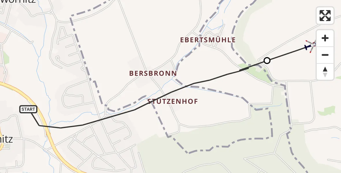 Flugroute Polizeihubschrauber Wörnitz - Dombühl, 09 Mai 2026, 13:12
