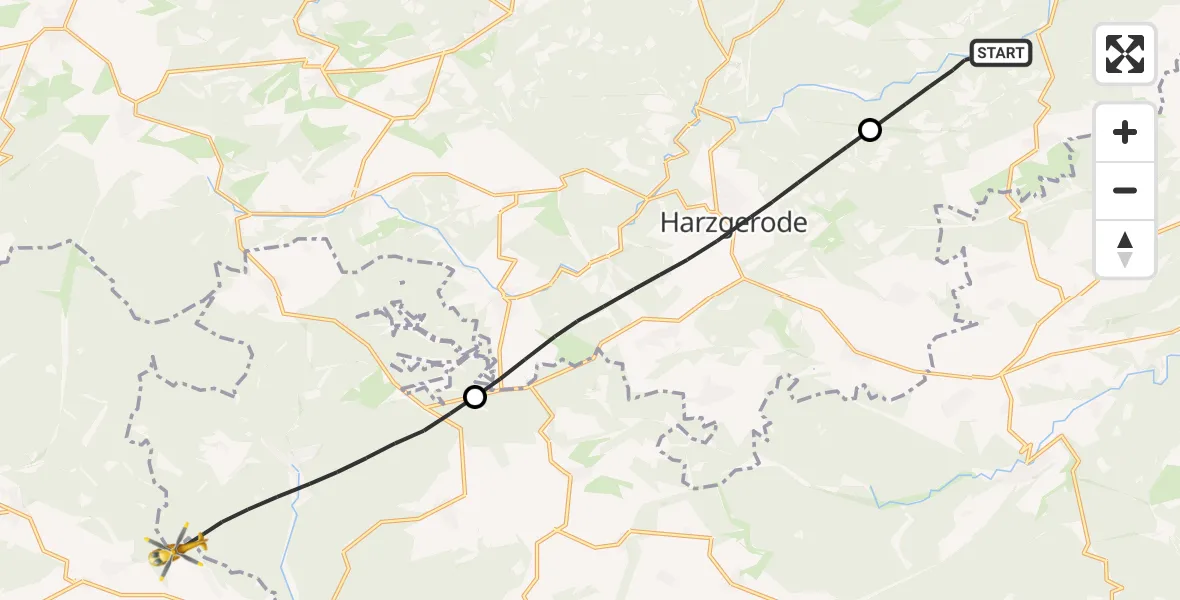 Flugroute Rettungshubschrauber Falkenstein/Harz - Südharz, 09 Mai 2026, 13:26