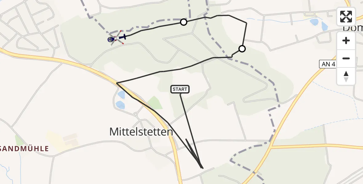 Flugroute Polizeihubschrauber Wörnitz - Wörnitz, 09 Mai 2026, 13:30