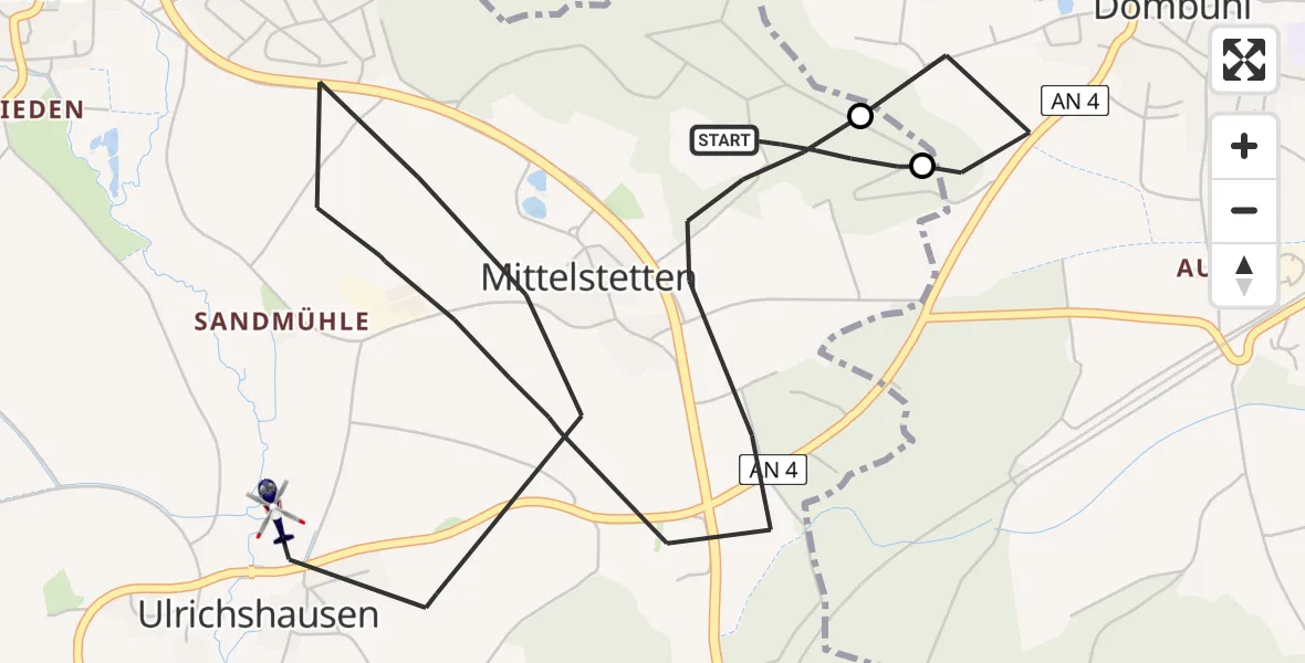 Flugroute Polizeihubschrauber Wörnitz - Wörnitz, 09 Mai 2026, 13:44