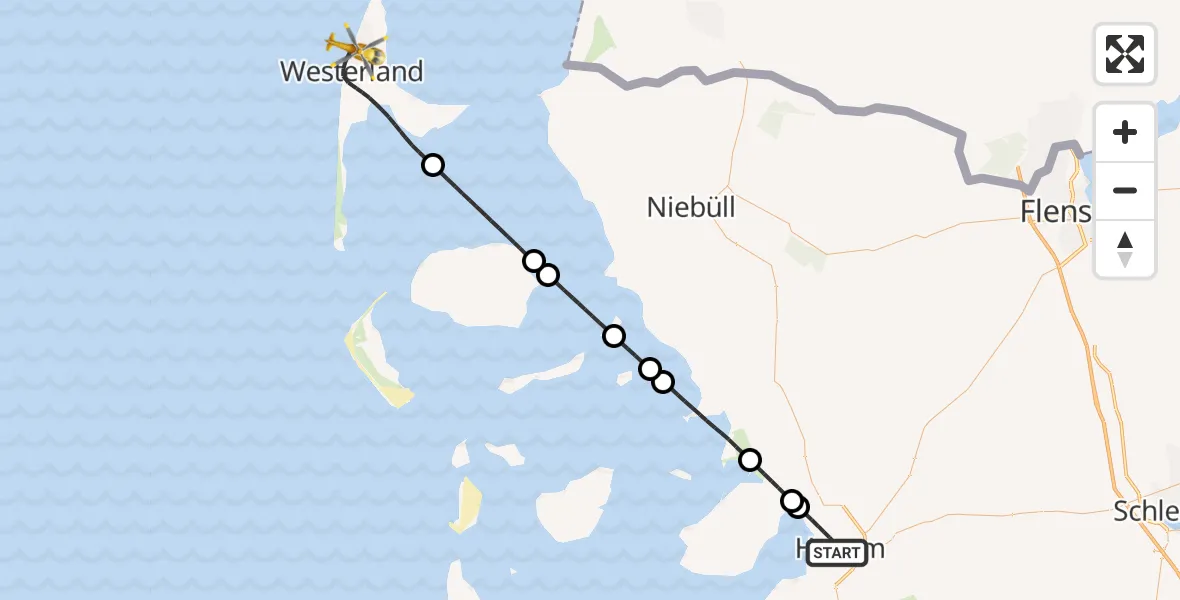 Flugroute Rettungshubschrauber Husum - Sylt, 09 Mai 2026, 15:07