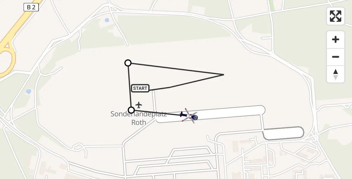 Flugroute Polizeihubschrauber Flugplatz Roth - Flugplatz Roth, 09 Mai 2026, 15:15