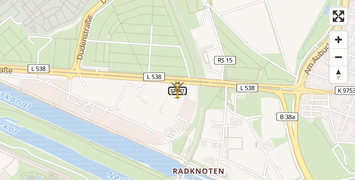 Flugroute Rettungshubschrauber Mannheim - Mannheim, 09 Mai 2026, 15:24