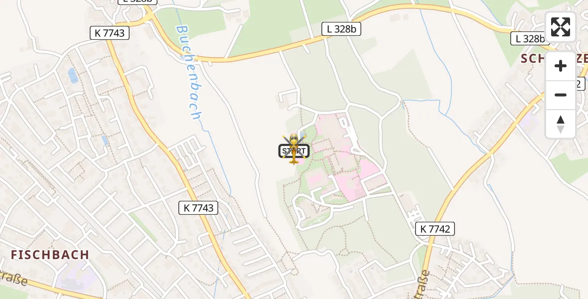 Flugroute Rettungshubschrauber Friedrichshafen Hospital - Friedrichshafen Hospital, 09 Mai 2026, 17:02