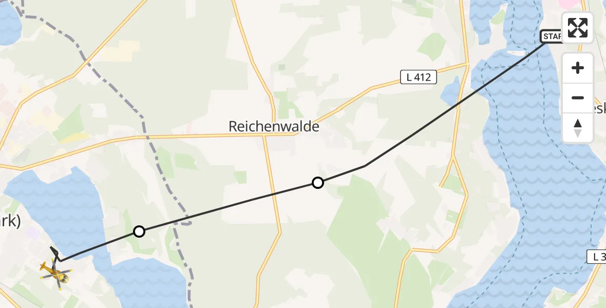 Flugroute Rettungshubschrauber Bad Saarow - Storkow (Mark), 09 Mai 2026, 17:54