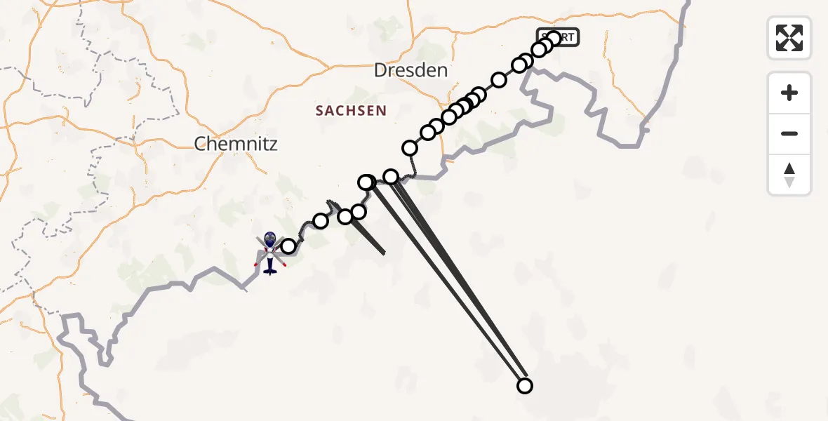 Flugroute Polizeihubschrauber Bautzen - Jöhstadt, 10 Mai 2026, 07:28