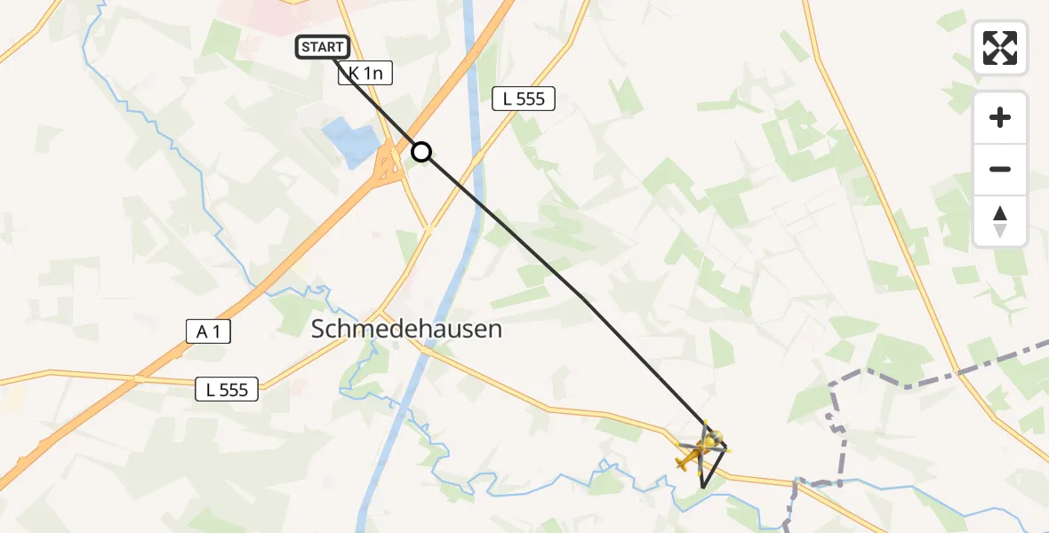 Flugroute Ambulanzhubschrauber Christoph  Westfalen-ADAC - Greven, 10 Mai 2026, 08:55