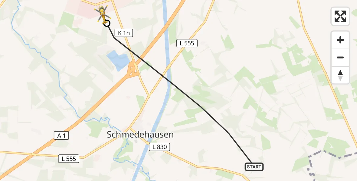 Flugroute Ambulanzhubschrauber Greven - Christoph  Westfalen-ADAC, 10 Mai 2026, 09:24