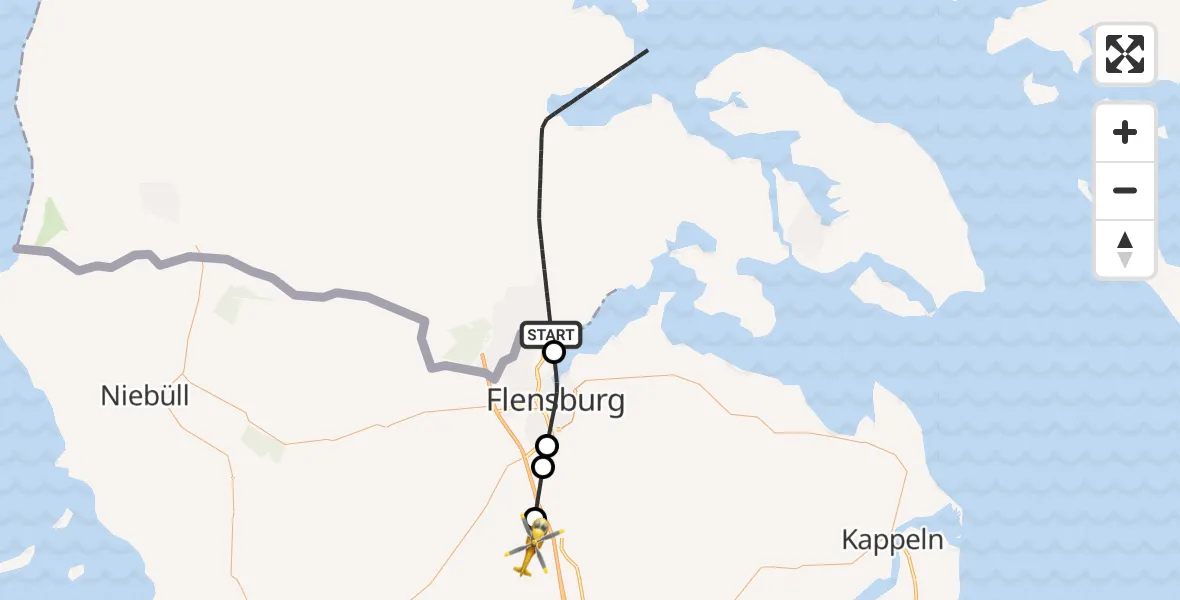 Flugroute Rettungshubschrauber Skomagerhuse - Tarp, 10 Mai 2026, 10:12