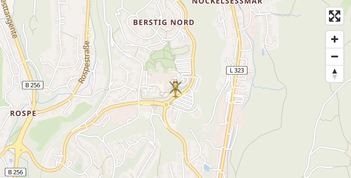 Flugroute Ambulanzhubschrauber Gummersbach - Gummersbach, 10 Mai 2026, 11:12