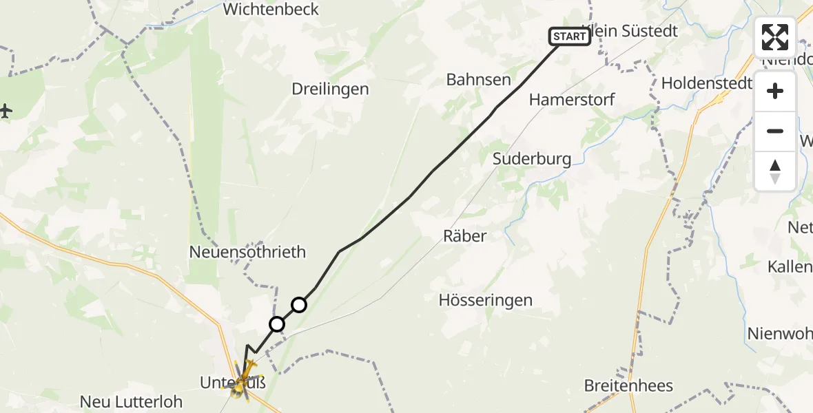 Flugroute Rettungshubschrauber Suderburg - Südheide, 10 Mai 2026, 11:30