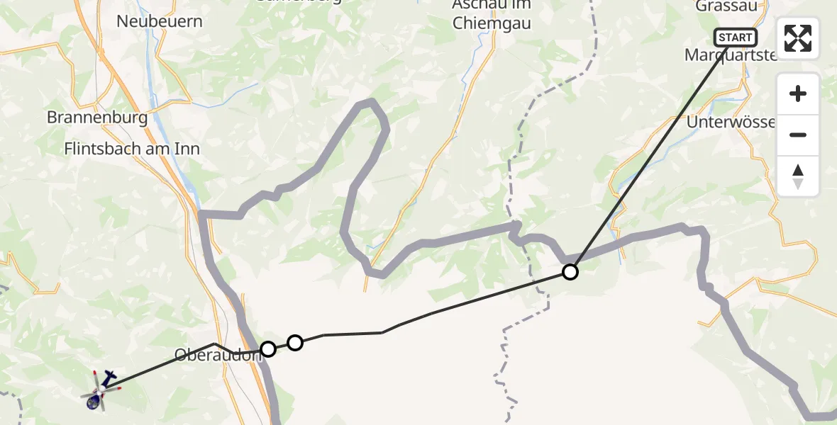 Flugroute Polizeihubschrauber Marquartstein - Oberaudorf, 10 Mai 2026, 11:38