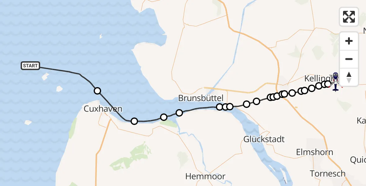 Flugroute Polizeihubschrauber Hamburg - Wrist, 10 Mai 2026, 12:01