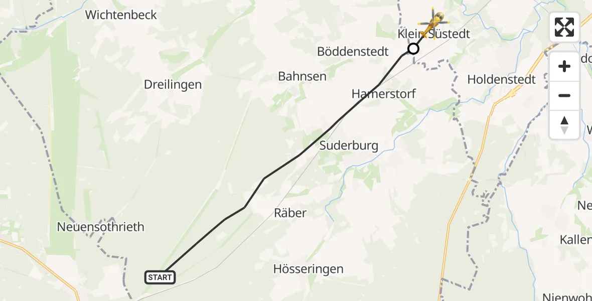 Flugroute Rettungshubschrauber Suderburg - Uelzen, 10 Mai 2026, 12:13