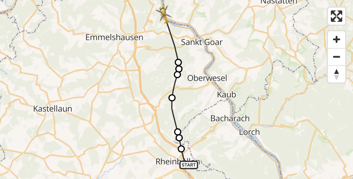 Flugroute Rettungshubschrauber Dichtelbach - Kestert, 10 Mai 2026, 17:03