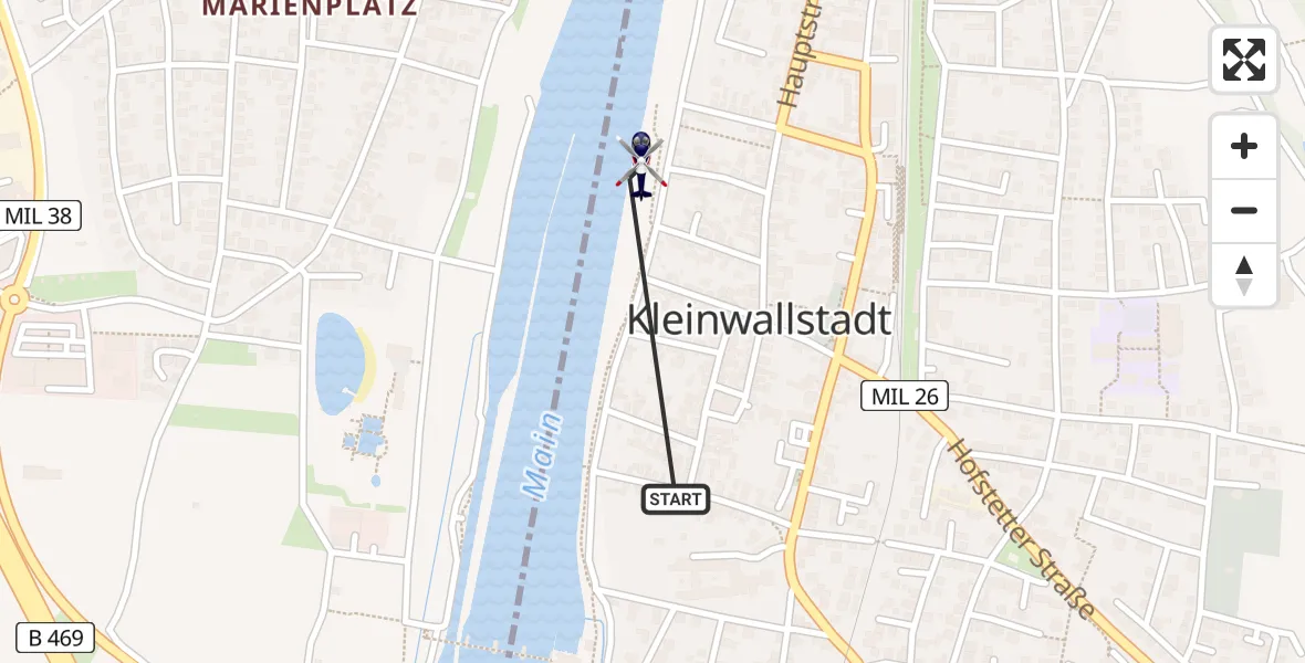 Flugroute Polizeihubschrauber Kleinwallstadt - Kleinwallstadt, 10 Mai 2026, 17:16
