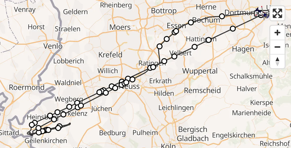 Flugroute Polizeihubschrauber Dortmund Flughafen - Dortmund Flughafen, 10 Mai 2026, 22:26