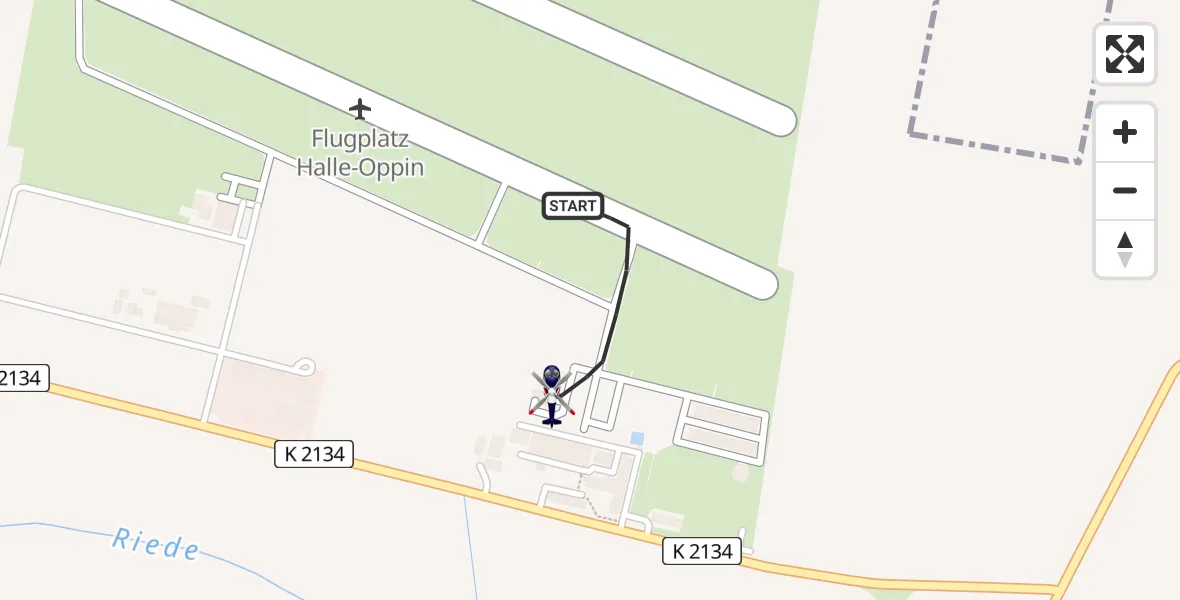 Flugroute Polizeihubschrauber Halle-Oppin Flugplatz - Halle-Oppin Flugplatz, 10 Mai 2026, 22:38