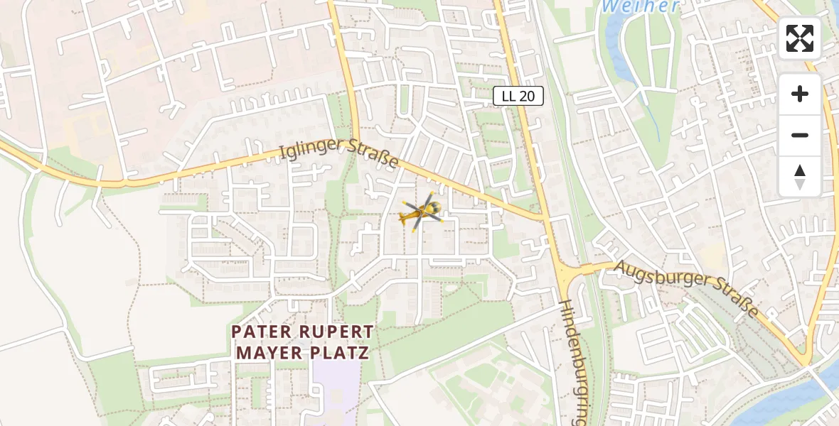 Flugroute Rettungshubschrauber Landsberg am Lech - Landsberg am Lech, 11 Mai 2026, 01:34
