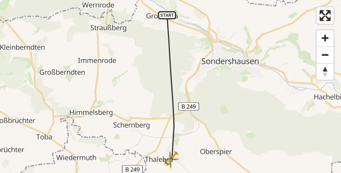 Flugroute Rettungshubschrauber Sondershausen - Sondershausen, 11 Mai 2026, 05:32