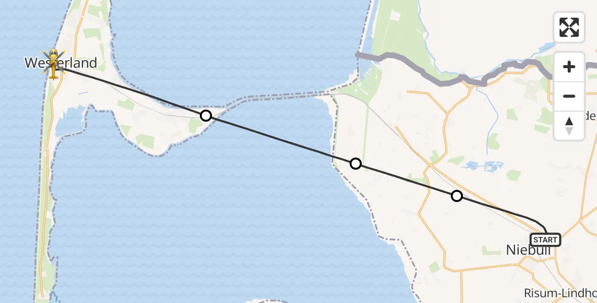Flugroute Rettungshubschrauber Niebüll - Sylt, 11 Mai 2026, 07:15