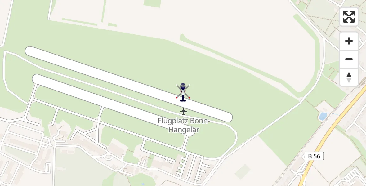 Flugroute Polizeihubschrauber Bonn-Hangelar Flugplatz - Bonn-Hangelar Flugplatz, 11 Mai 2026, 07:57