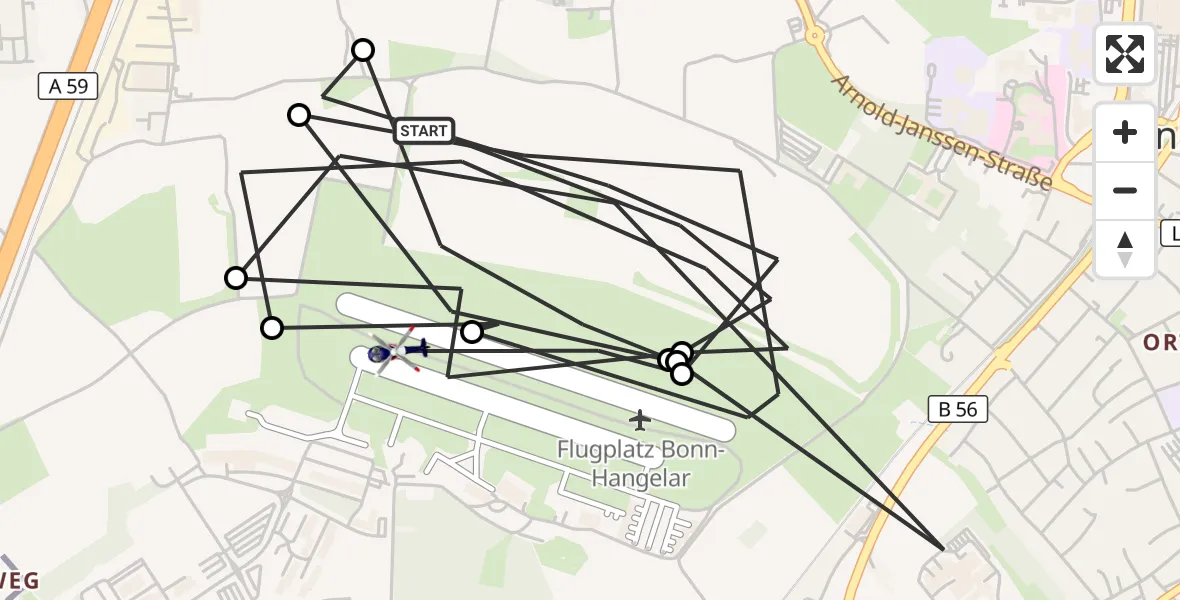 Flugroute Polizeihubschrauber Sankt Augustin - Bonn-Hangelar Flugplatz, 11 Mai 2026, 08:23