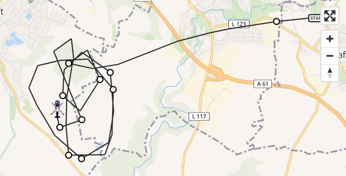 Flugroute Polizeihubschrauber Saffig - Kruft, 11 Mai 2026, 08:24