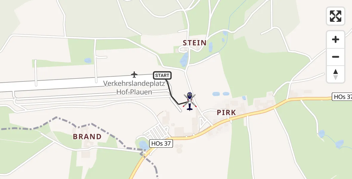 Flugroute Polizeihubschrauber Hof-Plauen Flughafen - Hof-Plauen Flughafen, 11 Mai 2026, 08:33
