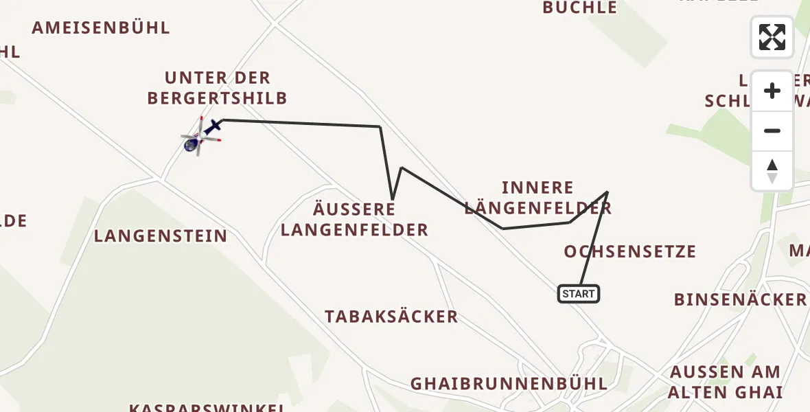 Flugroute Polizeihubschrauber Stetten am kalten Markt - Stetten am kalten Markt, 11 Mai 2026, 08:42