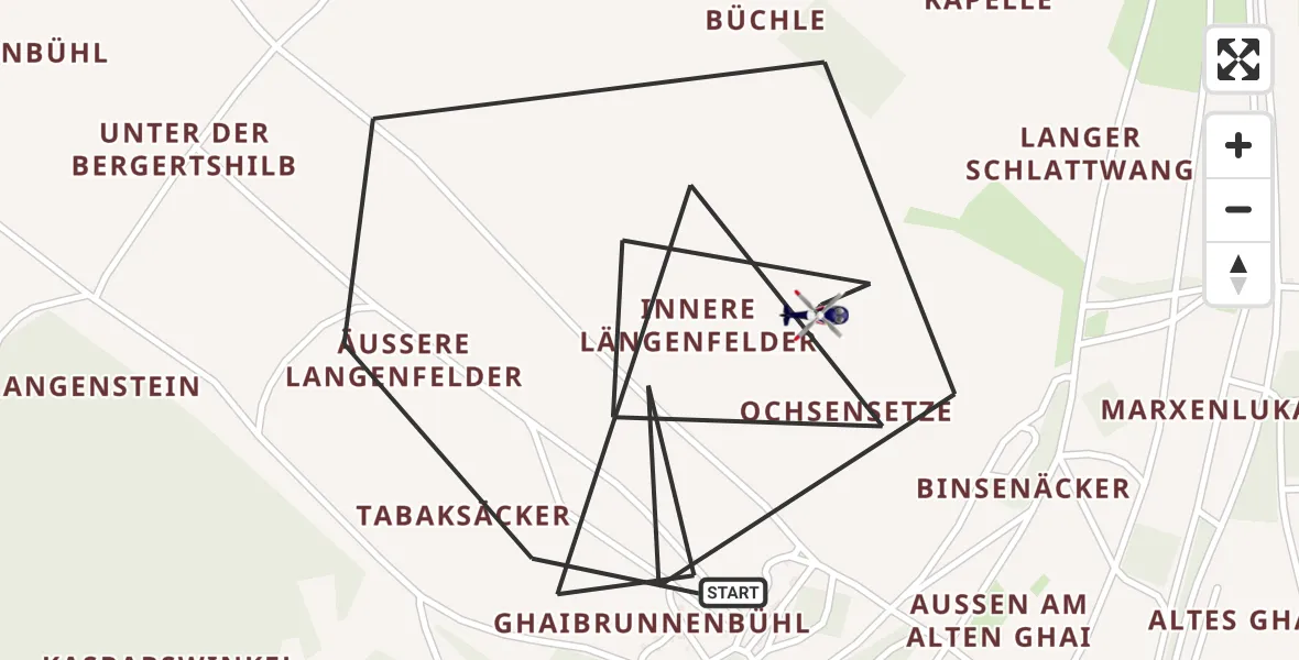 Flugroute Polizeihubschrauber Stetten am kalten Markt - Stetten am kalten Markt, 11 Mai 2026, 09:14