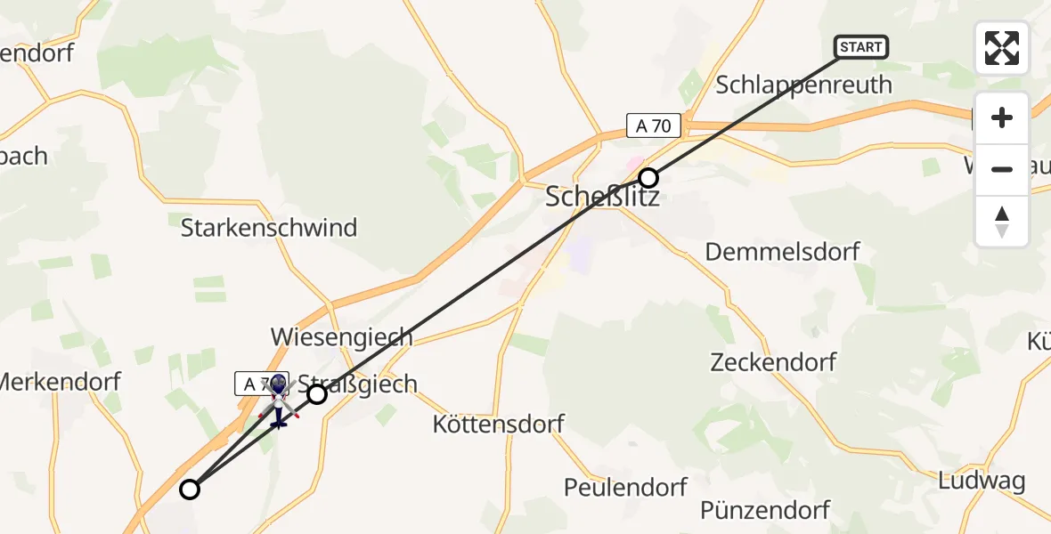 Flugroute Polizeihubschrauber Scheßlitz - Scheßlitz, 11 Mai 2026, 09:32