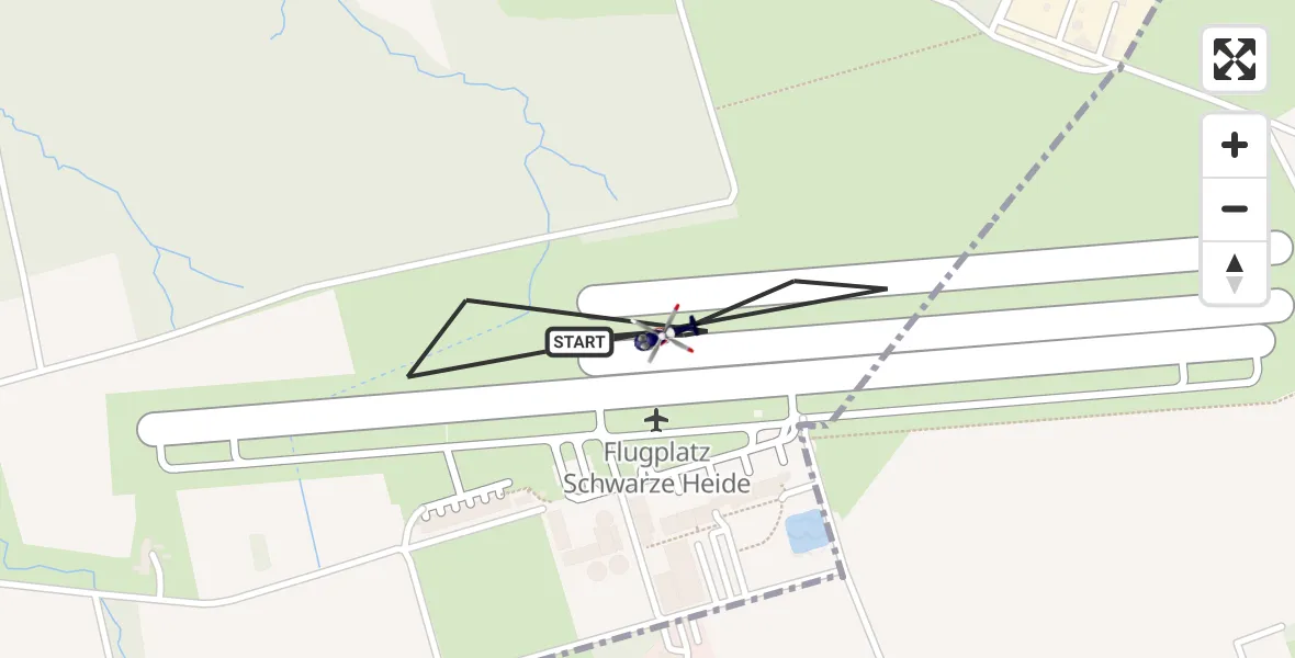 Flugroute Polizeihubschrauber Dinslaken-Schwarze Heide Flugplatz - Dinslaken-Schwarze Heide Flugplatz, 11 Mai 2026, 09:36