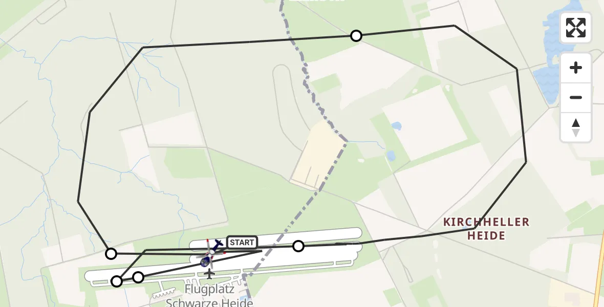 Flugroute Polizeihubschrauber Dinslaken-Schwarze Heide Flugplatz - Dinslaken-Schwarze Heide Flugplatz, 11 Mai 2026, 09:41