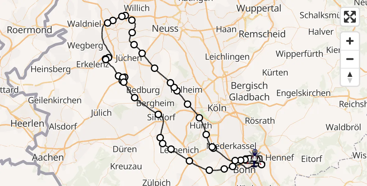 Flugroute Polizeihubschrauber Sankt Augustin - Sankt Augustin, 11 Mai 2026, 09:58