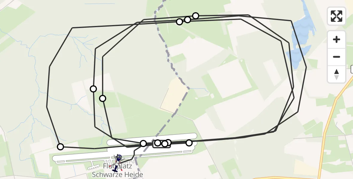 Flugroute Polizeihubschrauber Dinslaken-Schwarze Heide Flugplatz - Dinslaken-Schwarze Heide Flugplatz, 11 Mai 2026, 10:11