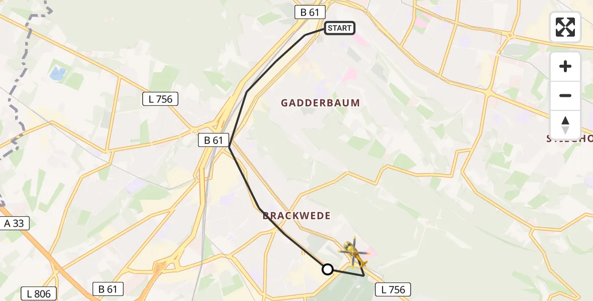 Flugroute Rettungshubschrauber Bielefeld - Luftrettungszentrum Bielefeld, 11 Mai 2026, 10:21