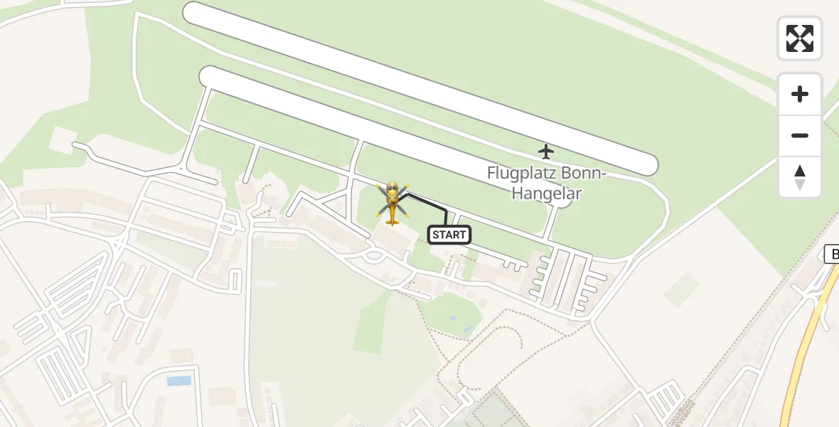 Flugroute Rettungshubschrauber Bonn-Hangelar Flugplatz - Bonn-Hangelar Flugplatz, 11 Mai 2026, 10:29